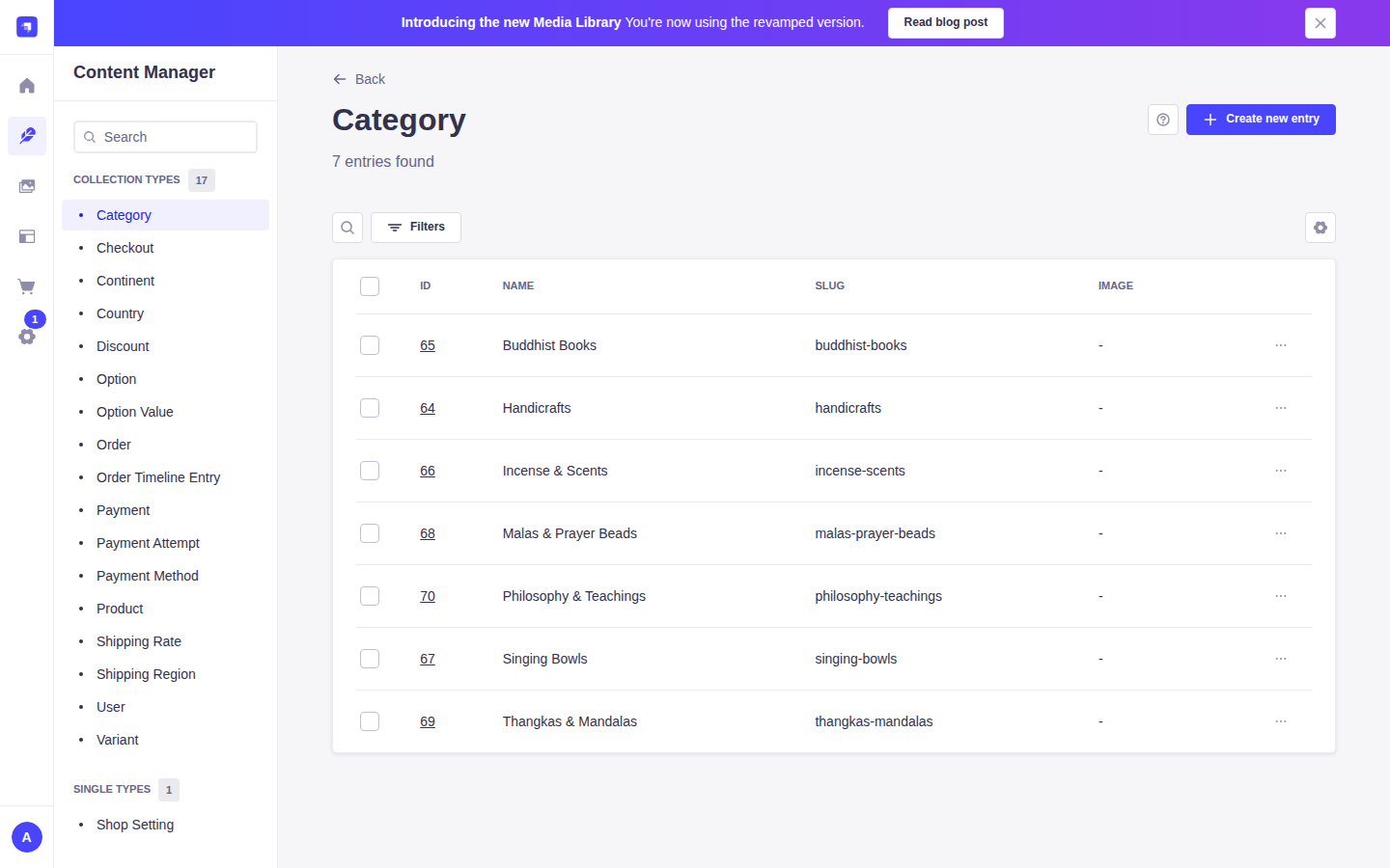 Content Manager Types List