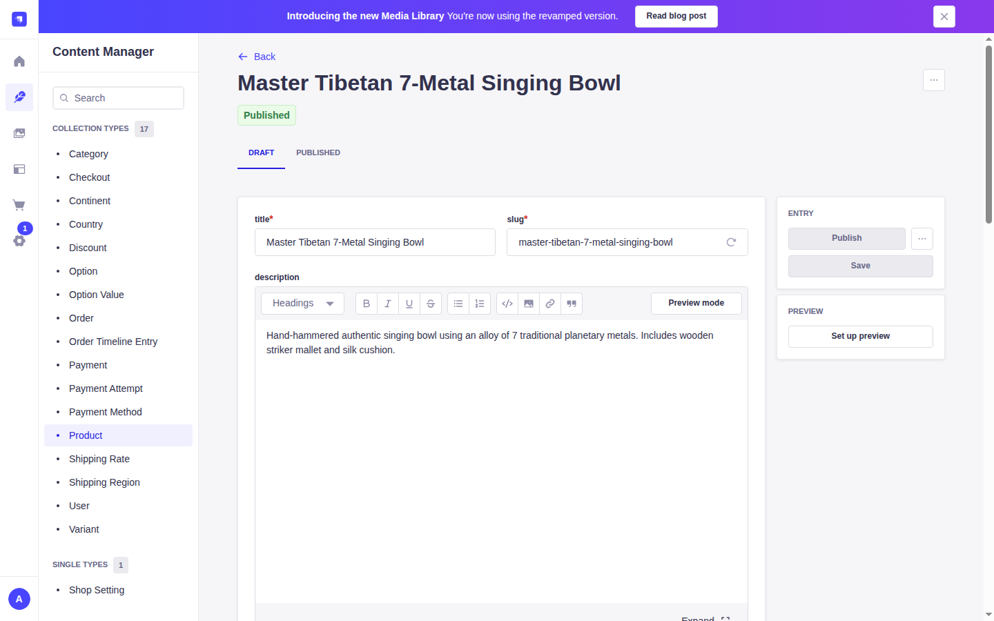 Product Editor Screen